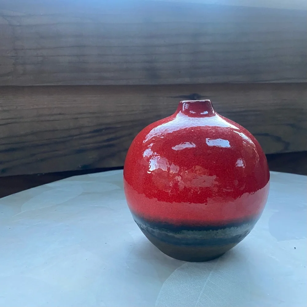 Crate & Barrel Small Red Reactive Glaze Vase